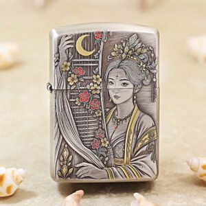 Zippo Armor Etching Silver With Gold The Story of Tang Dynasty Lighter