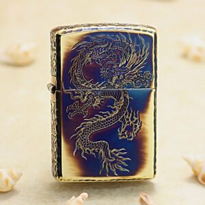 Japanese Zippo Smoked Golden Circle Dragon Lighter