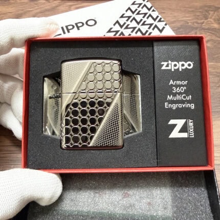 Zippo Armor Deep Dots Design lighter 46812 in Black Ice