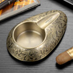 CigarLoong CA-004 Engraved Arabesque Single-Cigar Metal Ashtray - Image 3
