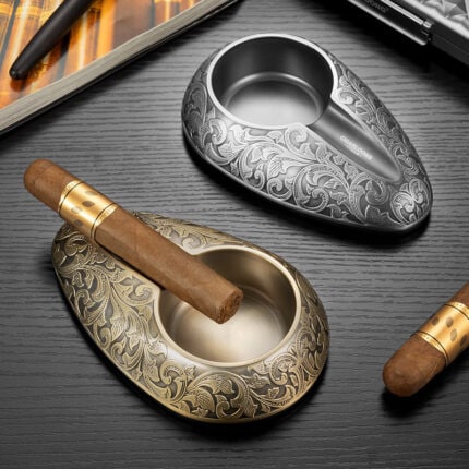 CigarLoong CL-027 engraved arabesque single-cigar metal ashtray