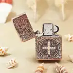 KZ331 open copper lighter showing cross face and windproof insert