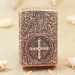 KZ331 solid copper Zippo St Benedict cross engraved front