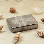 Zippo Celtic Cross Design 48614 Black Ice lighter rear engraving detail