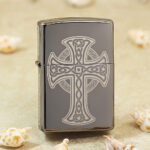 Zippo Celtic Cross Design lighter 48614 in Black Ice