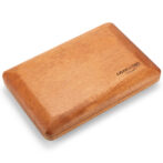 Wooden cigar box with rounded edges, light brown finish, lid closed (shows 'CIGARLONG' branding).