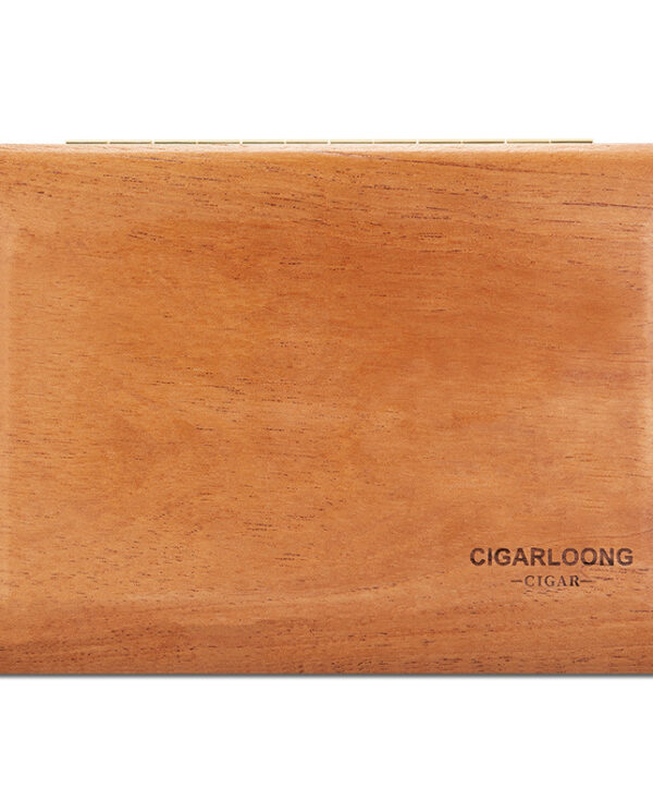 CH004-07 Rectangular wooden cigar case with rounded corners and subtle grain, brand name 'CIGARLONG' in the lower right.