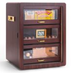 CigarLoong glass-front humidor drawers holding assorted cigars