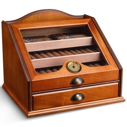 CigarLoong rosewood drawer cigar humidor with front hygrometer