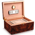 CigarLoong Romeo Carved Burl Wood Cigar Humidor for 50 Cigars - Image 2