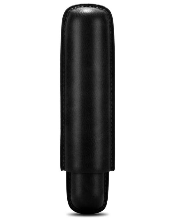 CL030-05 Slim black leather pen/cutter case with rounded ends and a protective flap at the bottom