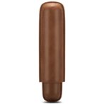 Brown leather vertical sheath with rounded top and stitched edges, likely a case for a slim tool or pen