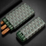 CigarLoong CL-031 wave-pattern leather cigar case for three cigars, alternate product view 2