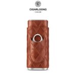 CigarLoong CL-032 diamond-quilted leather three-cigar case with cutter, alternate product view 4