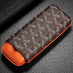 CigarLoong CL-033 wave-pattern leather cigar case for two cigars, alternate product view 1