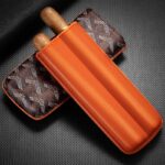 CigarLoong CL-033 wave-pattern leather cigar case for two cigars, alternate product view 2