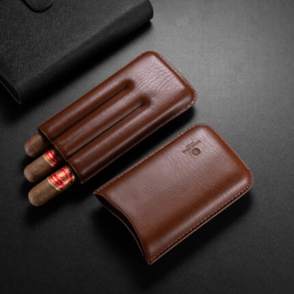 CigarLoong Montecristo logo leather cigar case for three cigars