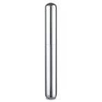 Tall, polished stainless steel cylindrical container with rounded ends, standing upright on a white background.