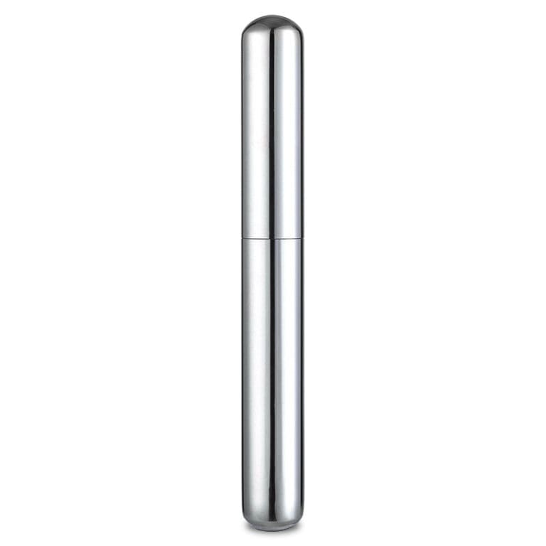 CL036-01 Tall, polished stainless steel cylindrical container with rounded ends, standing upright on a white background.