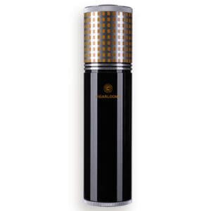 CL038-01 Black glossy cylindrical bottle with a silver-rimmed gold-checkered cap, branding visible on the front edge of the bottle.