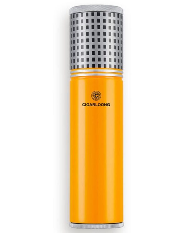 CL038-05 Orange cigar lighter with a silver textured cap and 'CIGARLOONG' logo on the body