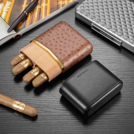 CigarLoong leather and cedar-lined case for four cigars in four colors