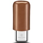 Cigar lighter with a brown leather cover and shiny silver base, branded CIGARLOONG CIGAR on the metal bottom.