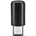 Black leather-wrapped lighter with a silver chrome base and the CIGARLOONG logo.