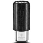 Black leather-wrapped lighter with a silver chrome base and the CIGARLOONG logo.