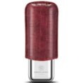 Cigar lighter with burgundy leather-wrapped body and a silver metal base, brand CIGARLOONG visible at bottom