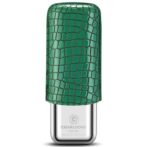 Green crocodile-embossed lighter with a shiny silver base (CIGARLOONG brand)