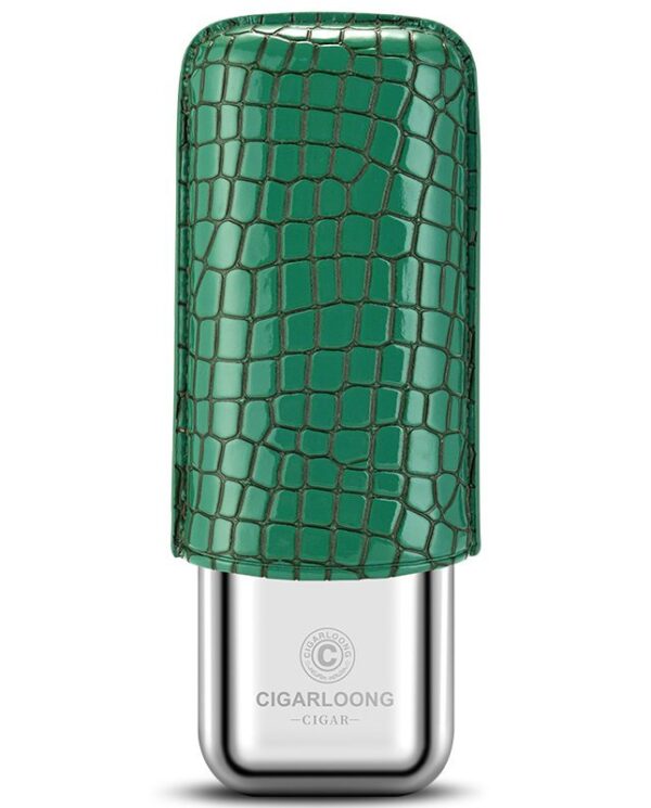 CL042-013 Green crocodile-embossed lighter with a shiny silver base (CIGARLOONG brand)