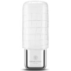 White crocodile-pattern lighter with a shiny silver base and the brand text 'CIGARLOONG'.