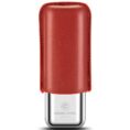 Lipstick-style cigar lighter with a red leather cover and a silver metal base showing a Cigarloong logo.