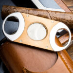 LUBINSKI HY-3305L leather and cedar wood three-cigar case with cutter, alternate product view 2
