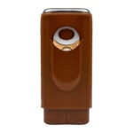 LUBINSKI HY-3305L leather and cedar wood three-cigar case with cutter, alternate product view 4