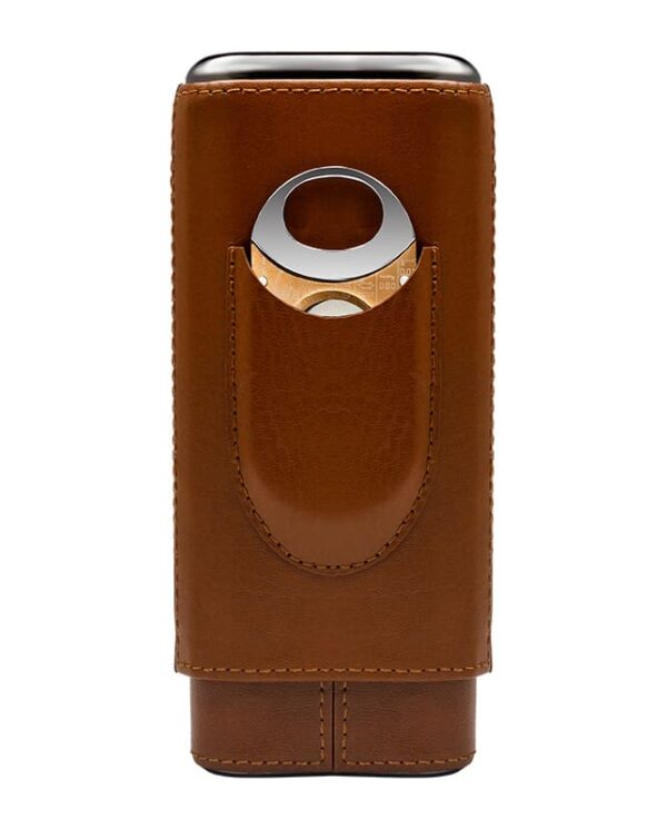 HY-3305L-04 Brown leather sleeve with a circular metal bottle opener partially visible at the top.