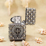 Zippo Silver-Tone Gothic Cross Metal Jacket Lighter – alternate view 3