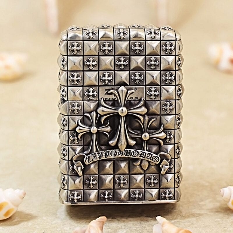 Zippo Silver-Tone Gothic Cross Metal Jacket | KingZendo