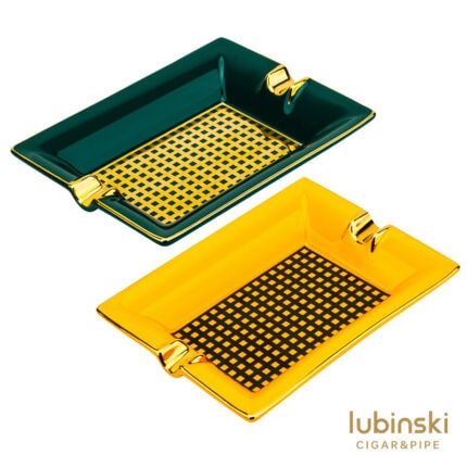 LUBINSKI YJA-20023 gilded grid two-cigar ceramic ashtray