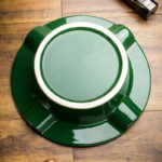 LUBINSKI YJA-20031 round four-cigar ceramic ashtray with gold accents, alternate product view 3