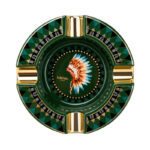 LUBINSKI YJA-20031 round four-cigar ceramic ashtray with gold accents, alternate product view 4
