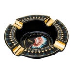 LUBINSKI YJA-20031 round four-cigar ceramic ashtray with gold accents, alternate product view 5