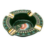 LUBINSKI YJA-20031 round four-cigar ceramic ashtray with gold accents, alternate product view 6