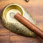 LUBINSKI YJA-20046 antique-finish arabesque single-cigar ashtray, alternate product view 1