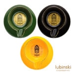 LUBINSKI YJA-20049 compact round single-cigar ceramic ashtray