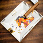 LUBINSKI YJA-20053 Year of the Horse two-cigar bone china ashtray, alternate product view 1
