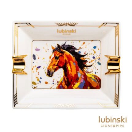 LUBINSKI YJA-20053 Year of the Horse two-cigar bone china ashtray