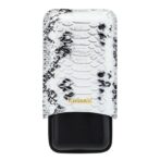 Metallic snakeskin-pattern lighter with a black bottom and a small gold brand logo in the center.
