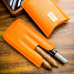 LUBINSKI YJA-50018 wheat-ear woven leather cigar case for three cigars, alternate product view 2